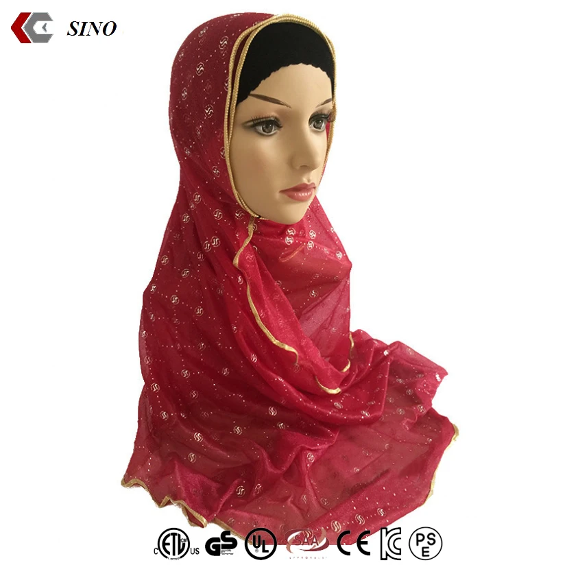 Red sari muslim bandana for women custom arabic cap hijab bonnet muslim turban hijab islamic cap headscarf