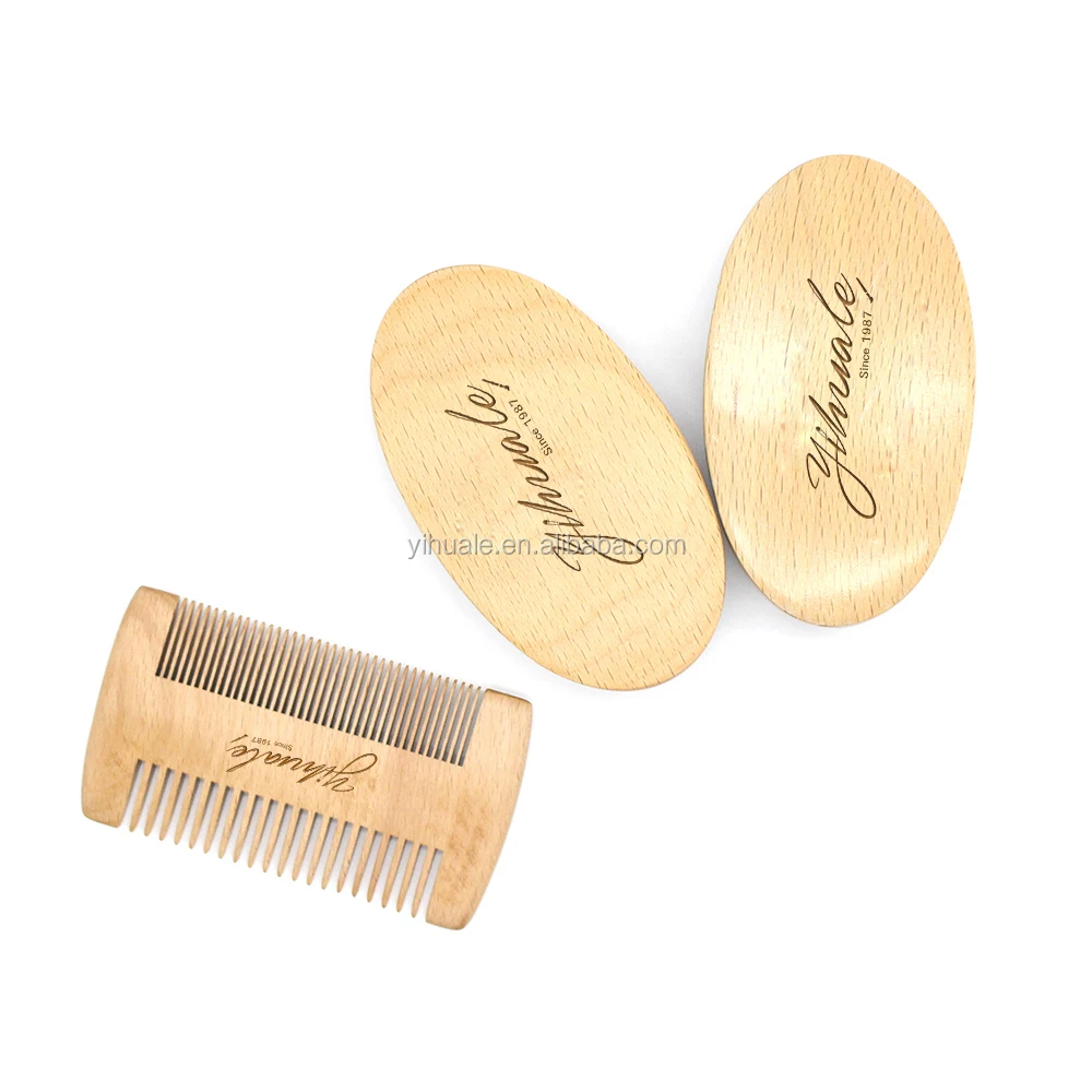 Beard Comb & Beard Brush Set for Men Natural Boar Bristle Brush and  beech Wood Comb