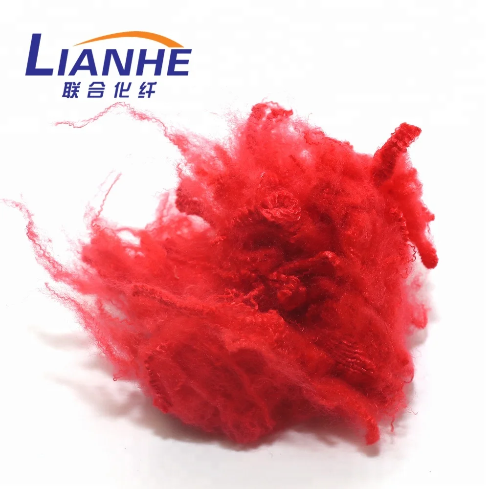 Recycled Dope Dyed Red Color Polyester Staple Fiber 3D 32MM for Fake Fur
