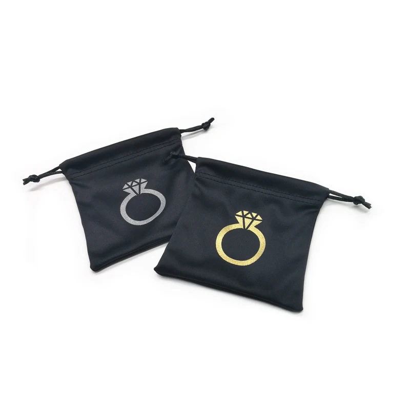 Promotional Hot Stamping Custom Logo Drawstring Glasses Jewelry Bag Pouch Soft Black Microfiber Sunglasses Pouch