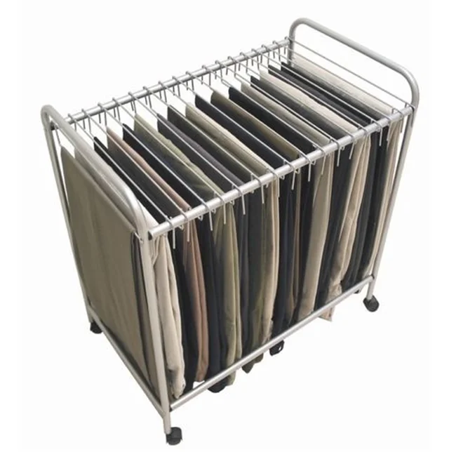 Rolling Slacks Organizer Dress Pants Clothes Trolley Rack Hanger