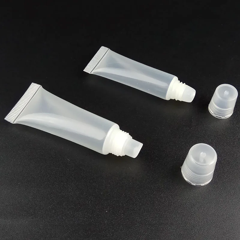 
Wholesale empty 10ml 5ml mini clear squeezable lip balm tube 