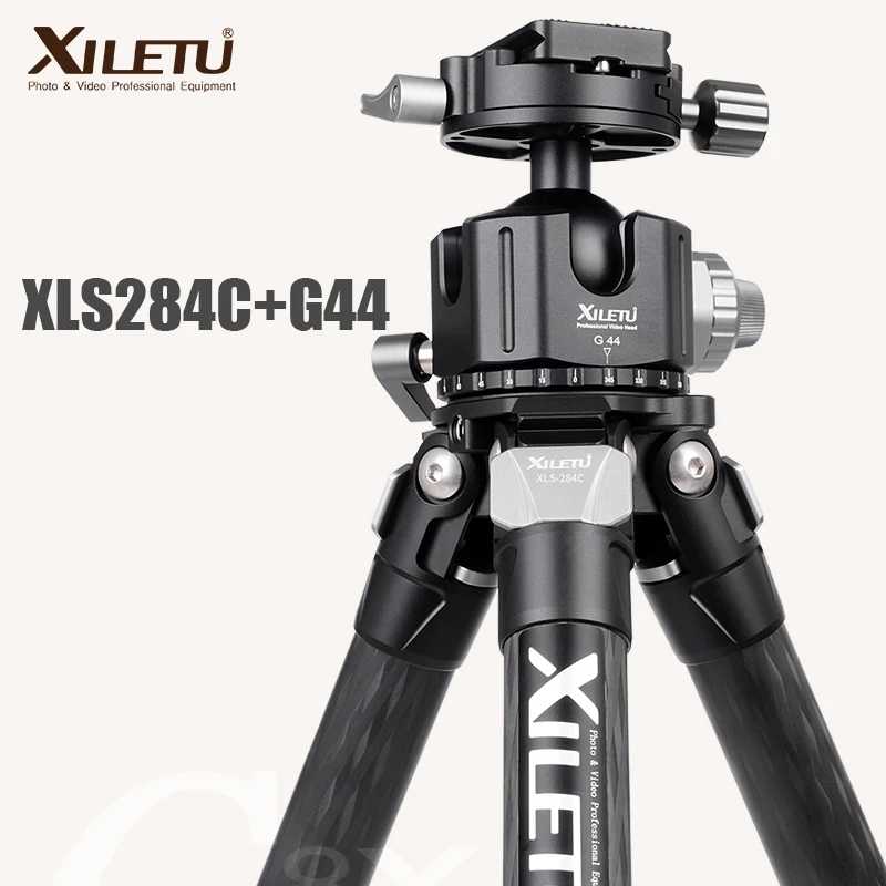
XILETU XLS284C-G44 carbon fiber professional Tripod portable non-axia low-gravity holder Tripod set 