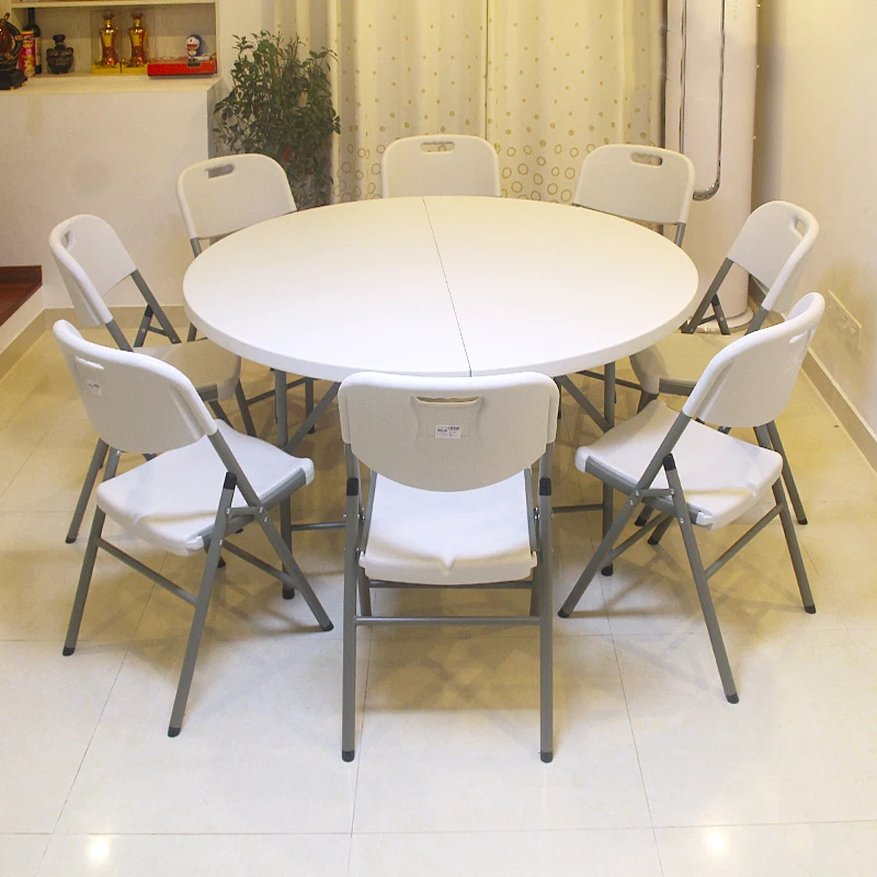 
Plastic Folding table round used for banquet outdoor wedding folding tables 6 ft table chairs 