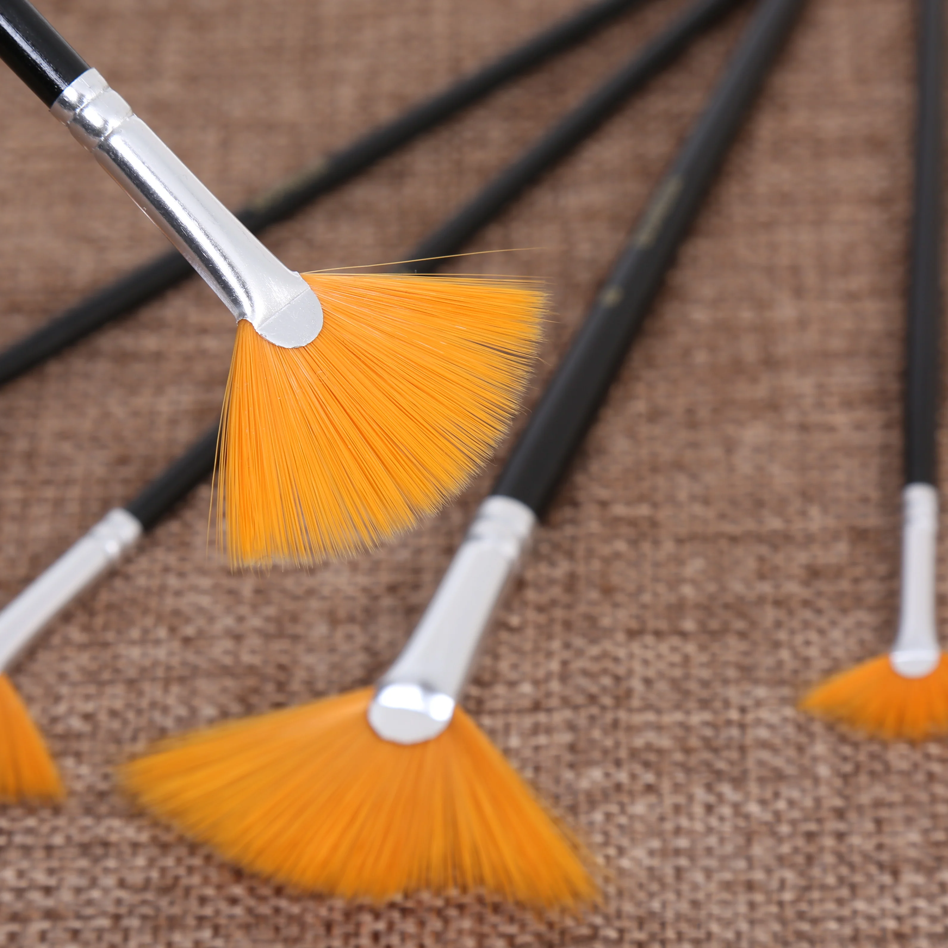 BOMEIJIA 6pcs A0138 Professional Art Supplies Black Bar Fan Design Artist Paint Brushes Pens Sets