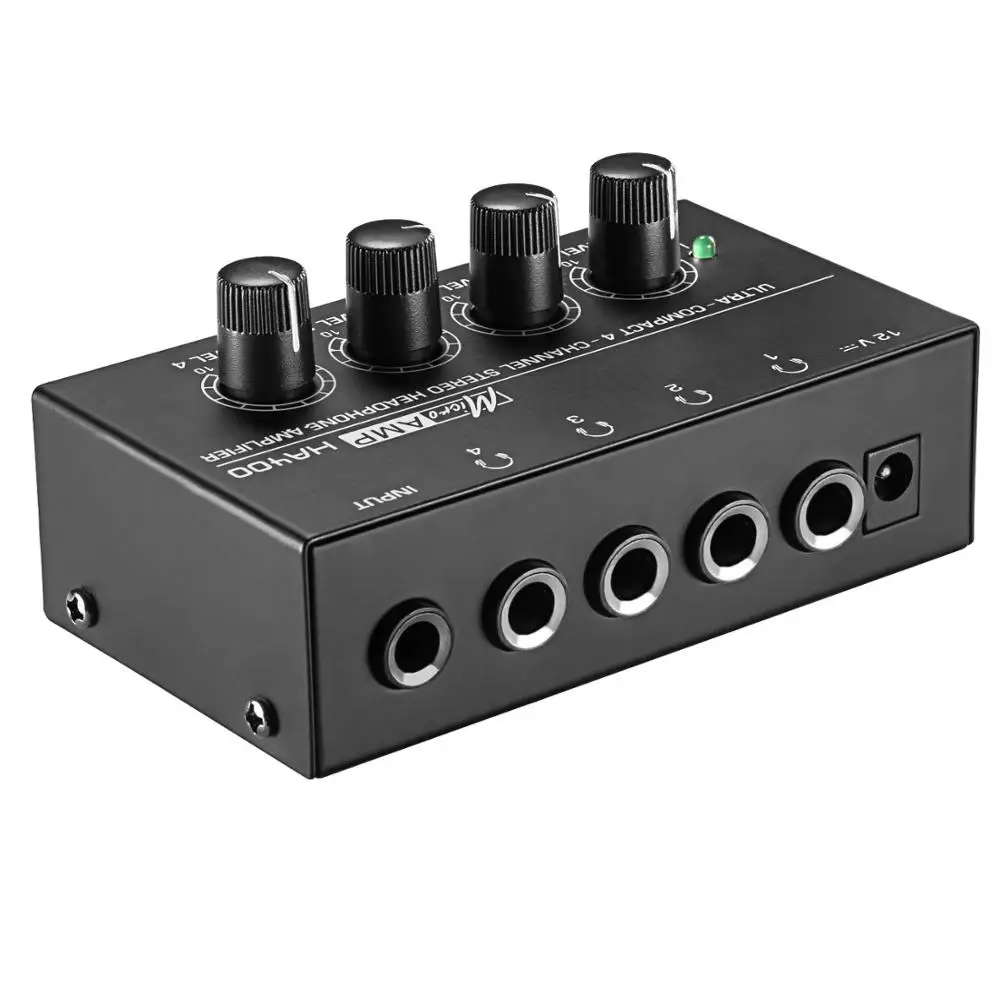 Popular 4 Channel headphone amplifier With stereo Input,4 TRS outputs HA400