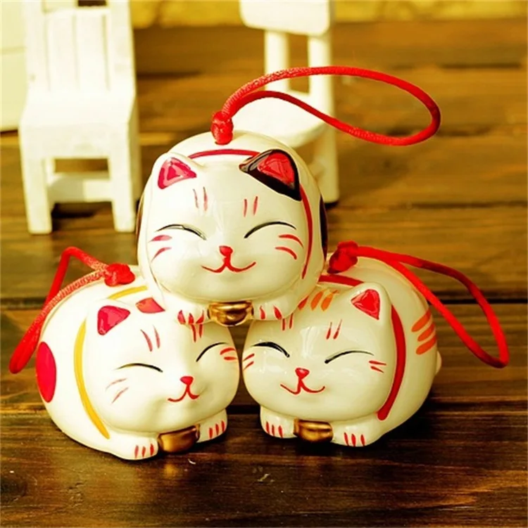 
Home Accessories Exorcise Evil Spirits Popularity Lucky Cat Ceramic Wind Chime 
