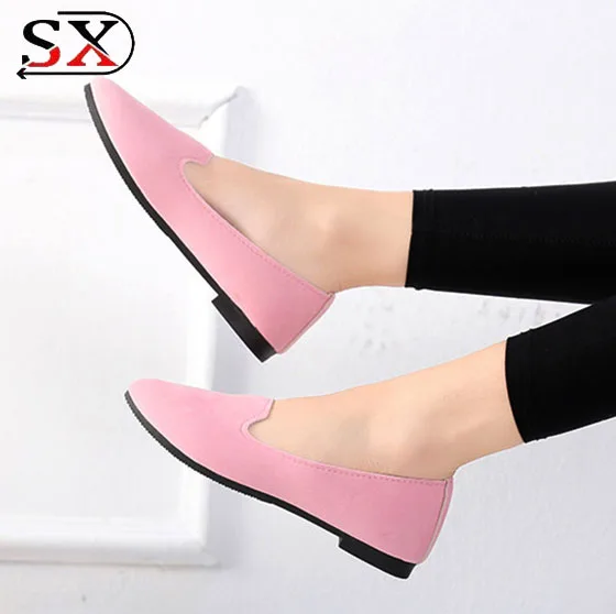 Woman flat shoe pointed suede ladies plus size fashion latest casual shoes