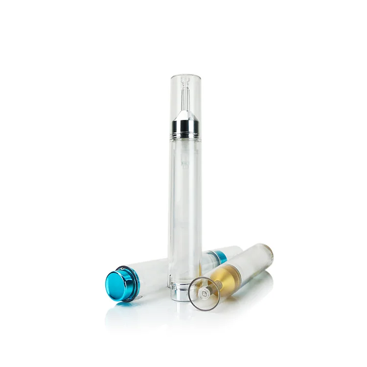 15ml plastic airless Pump Syringe eye cream tube round shape skin care vacuum pump packaging
