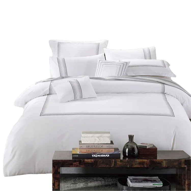 100% Cotton High Quality Turkish Bed Duvet Cover Set Nantong Factory Bedding Linen Woven Fashion Plain Solid Hotel Plain Dyed