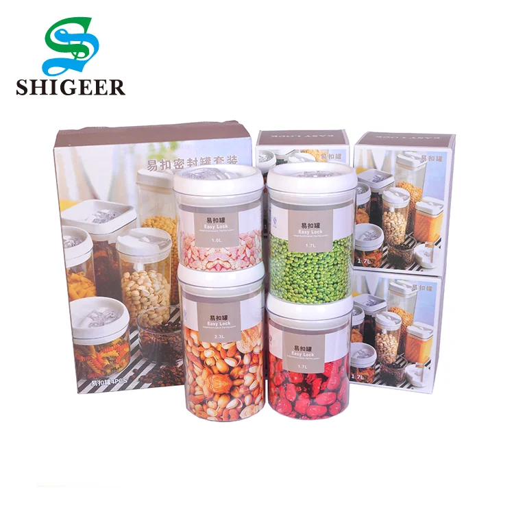 Круглый прозрачный контейнер на заказ герметичный для хранения сухой пищи 4 шт. в комплекте