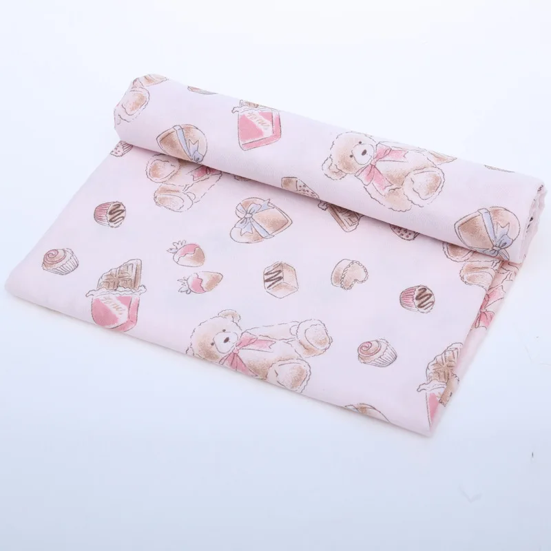 Hot Sale Custom Printed Cartoon Design 100% Cotton Double Gauze Muslin Fabric for Baby Blanket Bib