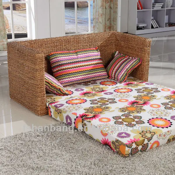 Large Trendy Seagrass Sofa Bed Set