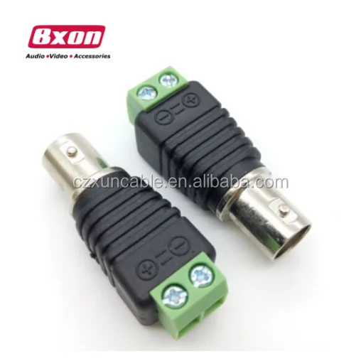 DC Power Green 50 ohm BNC Male Female RF Coaxial Terminal Coax Adapter Balun Connector Set to Q9 Screw Cat5 Cat6 with CCTV Video