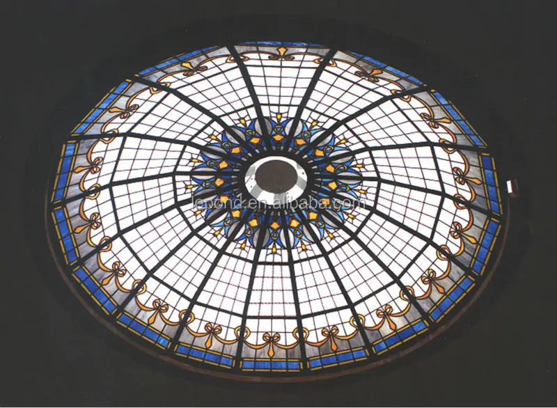 cathedral rond stained glass hung ceiling