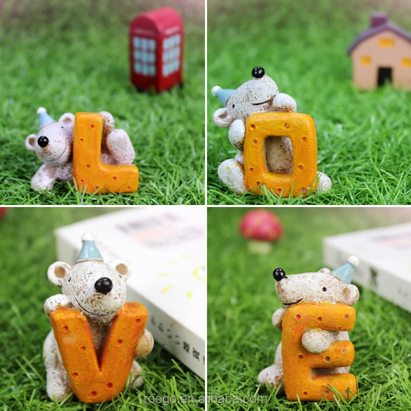 Zakka смолы медведь с голубой шляпе глядя на небо ЛЮБОВЬ животных Серии садовые украшения