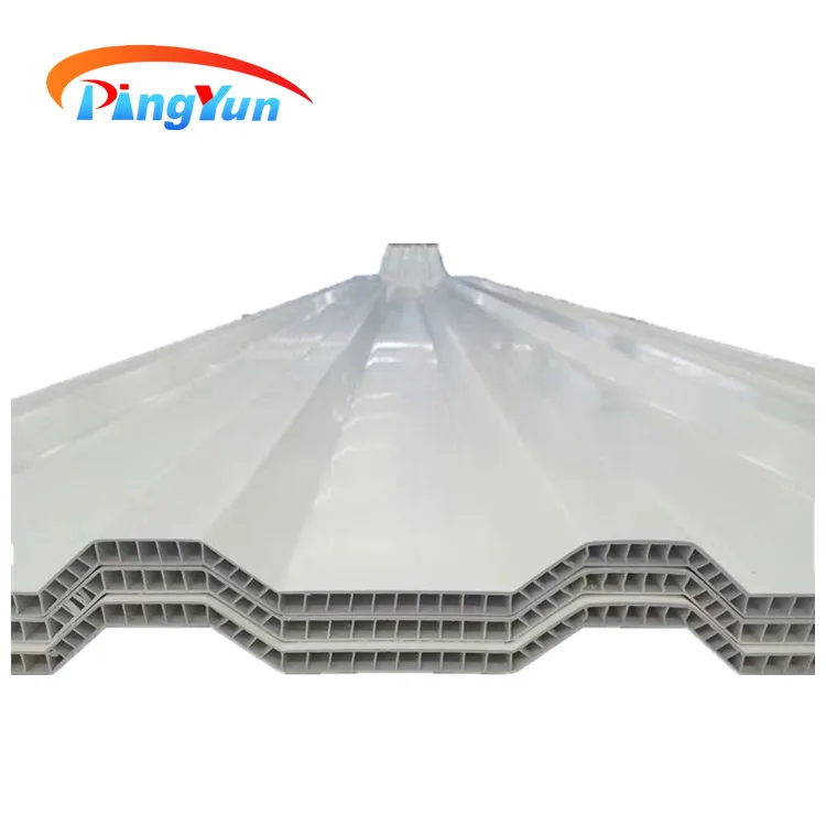 Hollow Corrugated Roof Sheet Roofing Tile UPVC Plastic Multi Wall Pvc Bent Tiles Customised 5.8 Kgs/㎡ PINGYUN 885mm 10mm 40mm