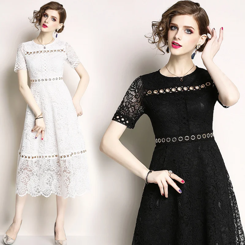 
Wholesale Crochet Long Fitness Lace Dress 