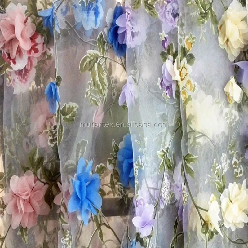 3D printed polyester voile fabric 100% polyester light weight organza tulle fabric