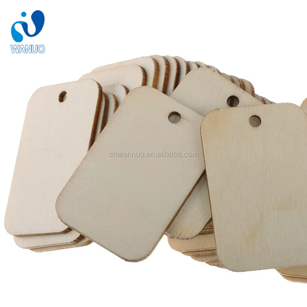 Wanuocraft Natural Blank Wooden Hanging Tags for Christmas Wedding Gift Tags with Rope