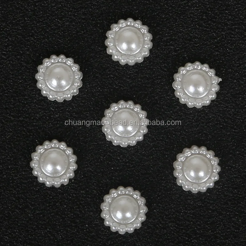 Sunflower shape plastic half cut pearls beads in bulk for clothes