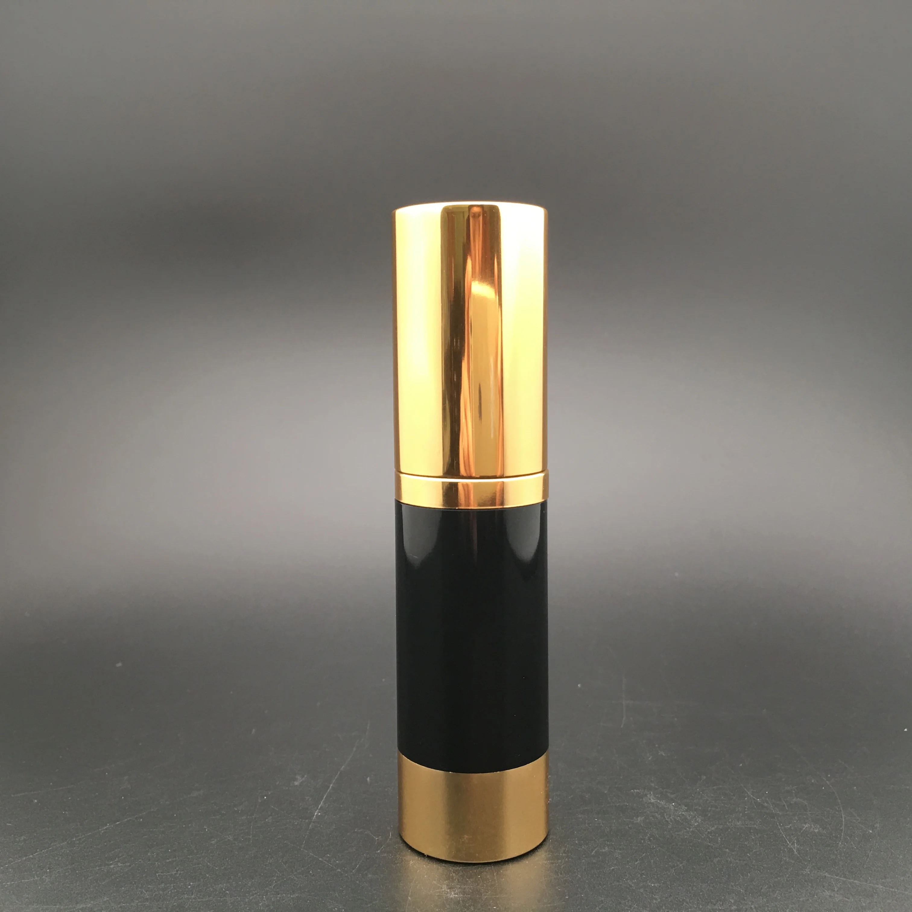 black and gold silver plastic bottle perfume bottle serum airless bottle cosmetic