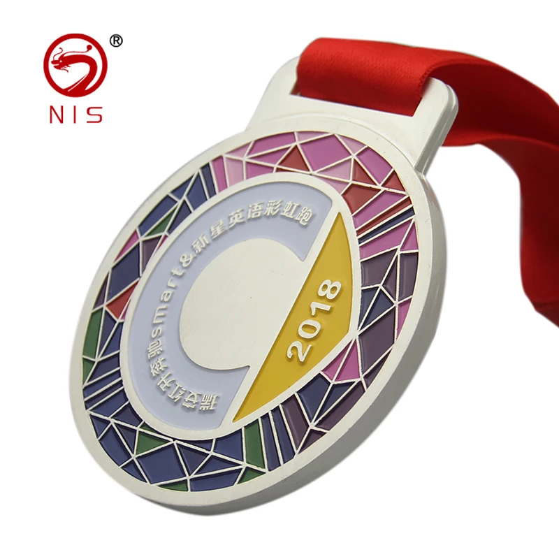 Antique silver die casting metal award souvenir medal with ribbon