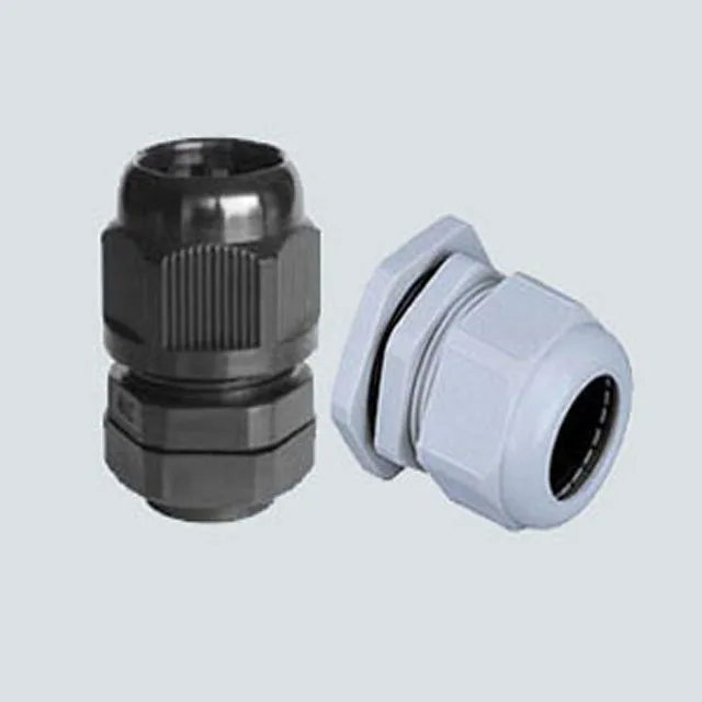 Black Plastic/Nylon Cable Gland With Flanged Locknut IP68 For Electrical Junction Box