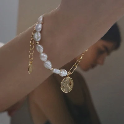  2019 Новый 18k Золото зодиака браслет пресноводного жемчуга ручной работы из латуни Знак кулон ювелирные изделия