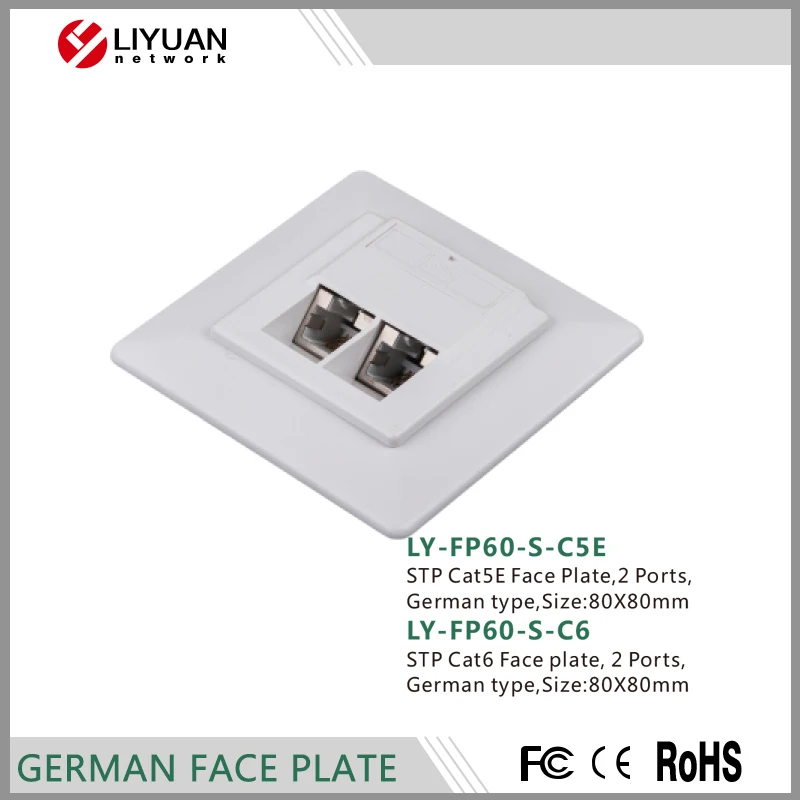 LY-FP60-S-C5E Высокое качество STP Cat5E на Планшайбе, 2 Порта лицевой панели