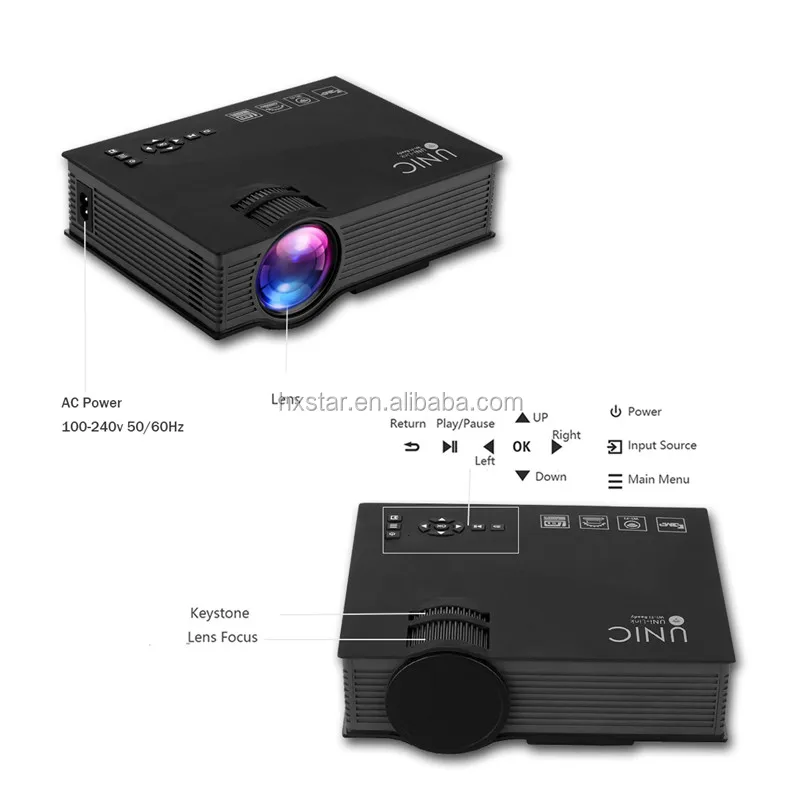  UNIC UC46 + беспроводной Wi-Fi мини портативный проектор 1200 люмен 800x480 Full HD светодиодный для домашнего кинотеатра с поддержкой