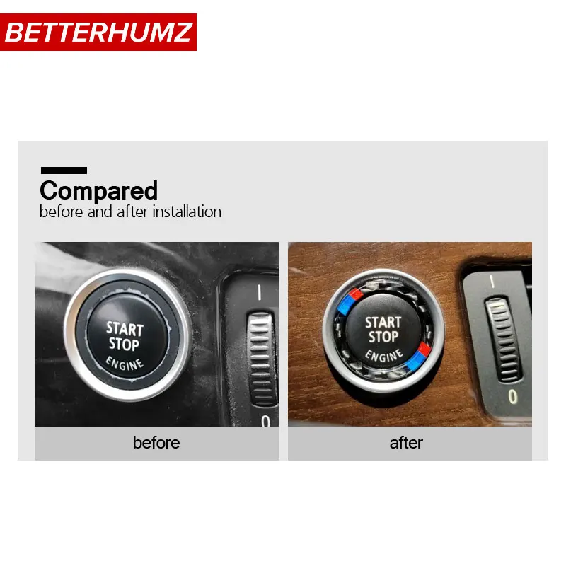 Car Engine Start Stop Ring Stickers Ignition Button M Stripe Decal Ring For BMW E90 Carbon Fiber Interior Trim Accessories