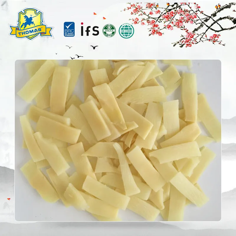 Canned fresh bamboo shoots in a glass jar