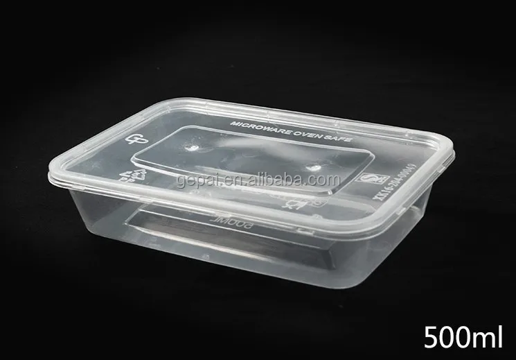 Wholesale 500ml Plastic Disposable Food Packaging Box Rectangle   PP Juice Snacks Baby Food Cake Lunch Candy Salad Sushi