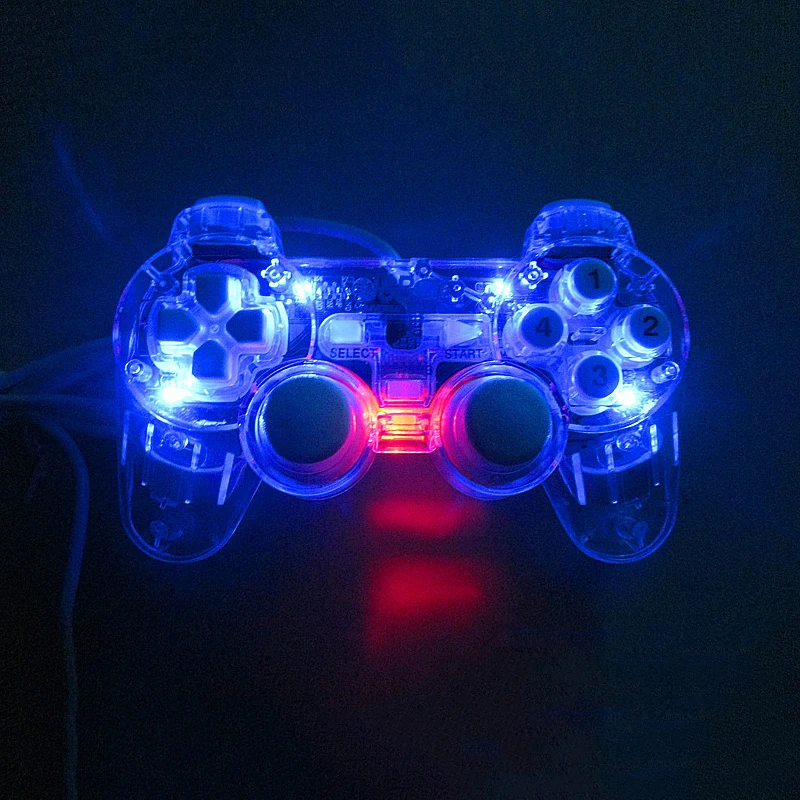 LQJP For PC Controller LED Wired USB Gamepad Vibration Joystick Game Controller Joypad For PC Laptop For Win7/10/XP Clear
