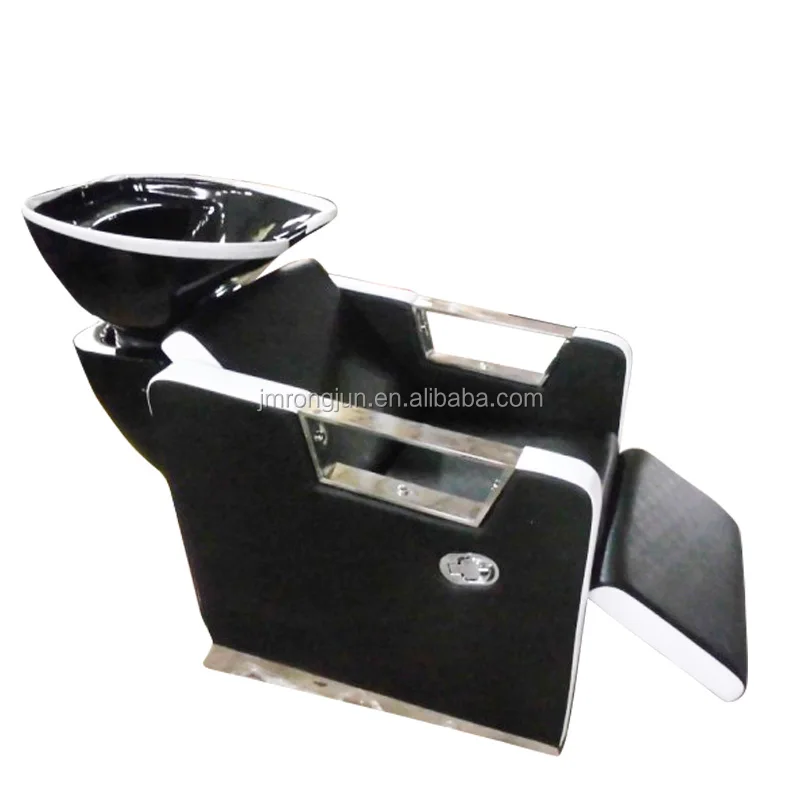 Modern shiny jet black barber hair salon furniture hair wash shampoo bowls sink and chair