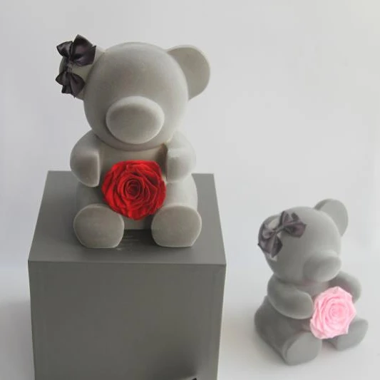 
2019 Gypsum Bear Teddy Bear Forever Artificial Rose Valentines Gift 