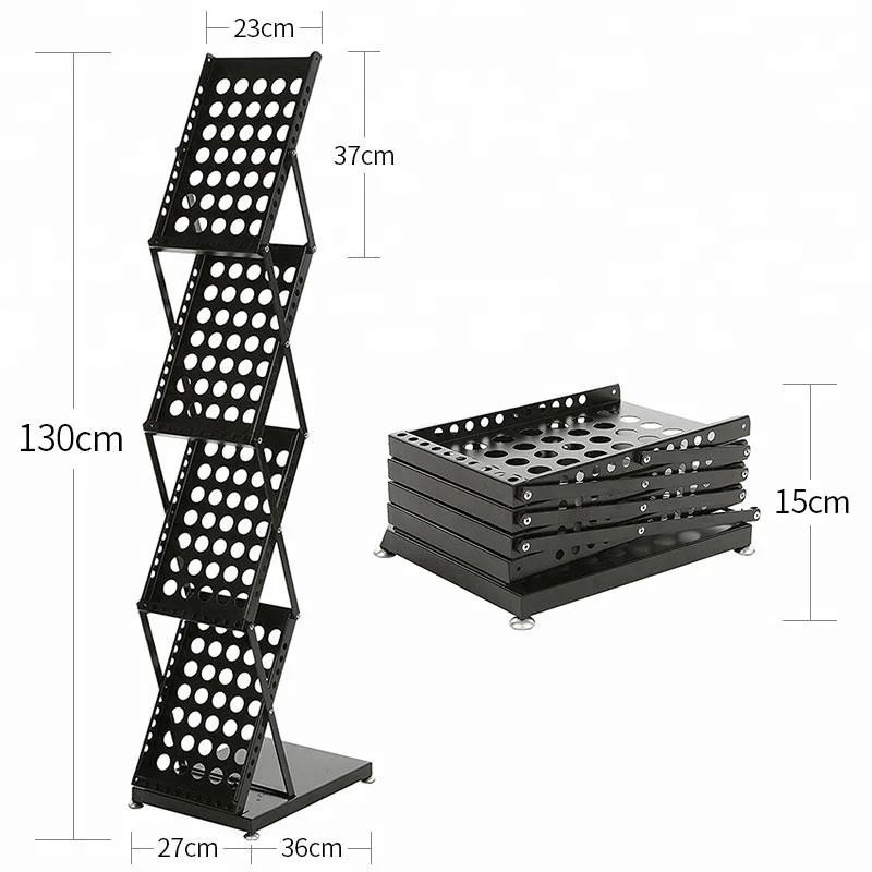 4 Pockets Brochure Magazine Catalog Literature Display Holder Rack Floor Pop up Folding Stand