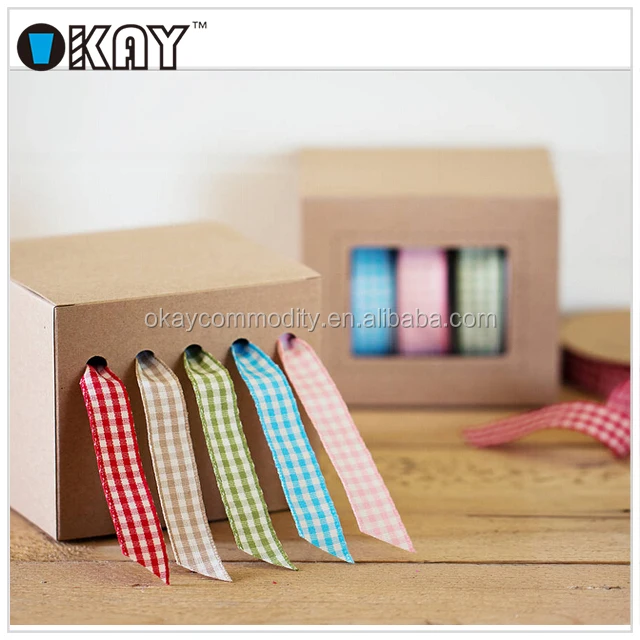 OKAY Factory Custom 1 INCH Woven Classic  Royal Stewart Tartan Craft Ribbon for Gift Wrapping, tartan ribbon