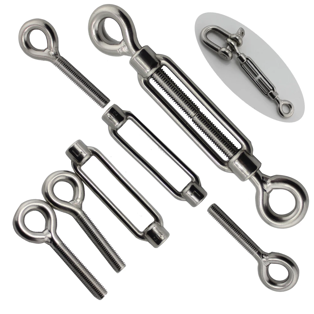 Factory Customize Eye Hook Turnbuckles Type 304/316stainless Steel for Cable/boat/wooden Furniture Open Body Turnbuckle European