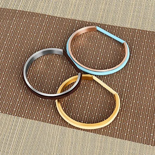 
Stainless Steel 3 Colors Hair Tie Grooved Cuff Bangle Bracelet for Women Girls 