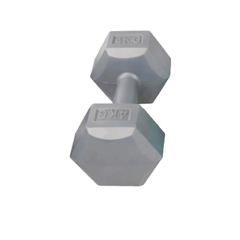 Plastic hex vinyl gym hand lifting weights filled cement dumbbell for gym
