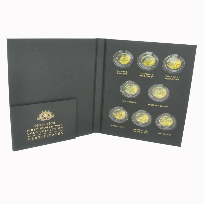 First World War Gold Coin Collection Holder Folder With Clear Blister Trays and Embossed Pattern
