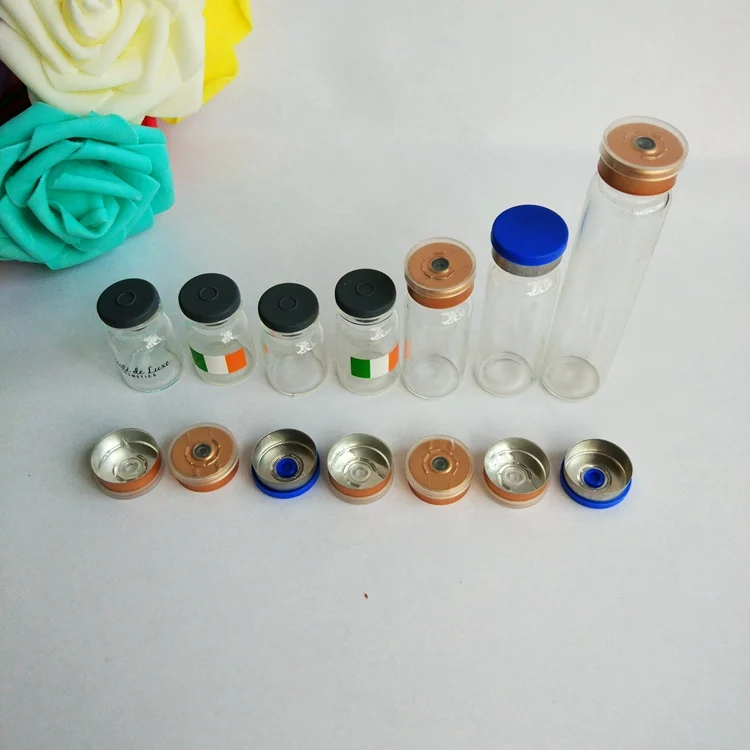 10ml CLEAR glass vials with stoppers flip off lids caps 20mm or wooden cork