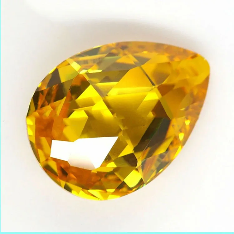 Pear shape cz gemstones yellow color jewelry beads