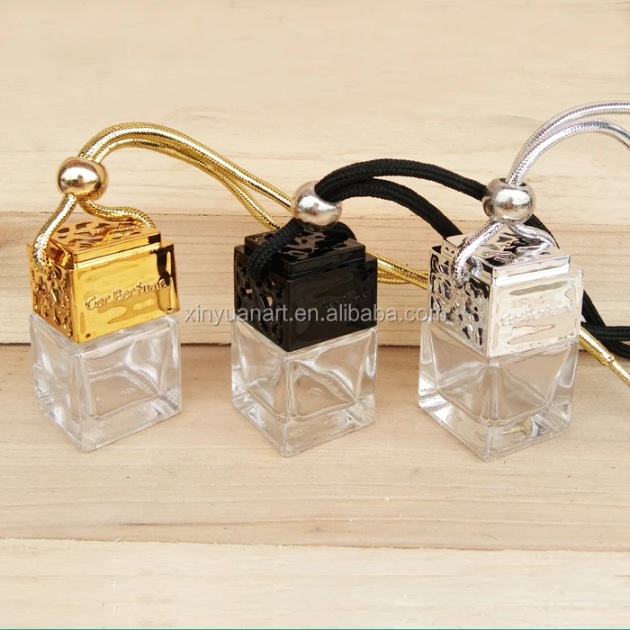 Popular 8ml Square Shape Empty Hanging Car Perfume Bottle Air Freshener Auto Fragrance Diffuser