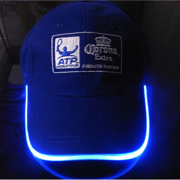 Custom Embroidered Logo Luminous Curved Brim Baseball Cap Outdoor Trucker Hat with Multi-color LED Lights