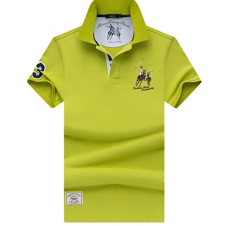 Рубашка-поло из хлопка с вышивкой и коротким рукавом, 220 г