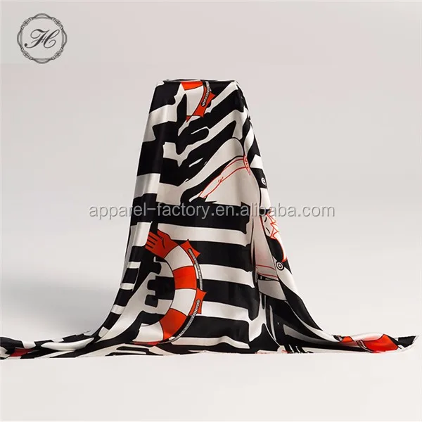 Designer Custom Printed 100% Pure Natural Digital Print Silk Twill Designer Square 100% Silk Scarf