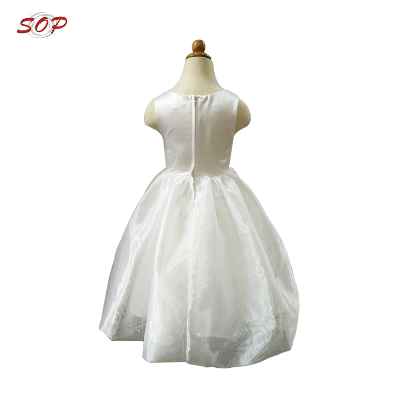 Baby Girls Party Wear Dress White Satin Fabric Child Dresses Of Party For Girls Of 10 to 15 Years